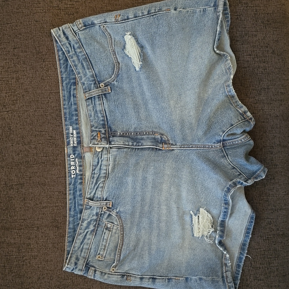 Torrid Women's Distressed Light Blue Jean Shorts